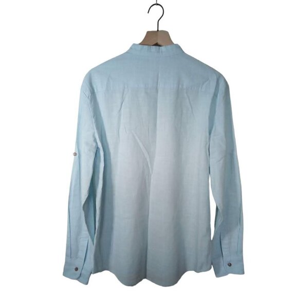 NEARKIN Light Blue Cotton Poplin Half Button Tunic Shirt Sz L - Picture 2 of 4